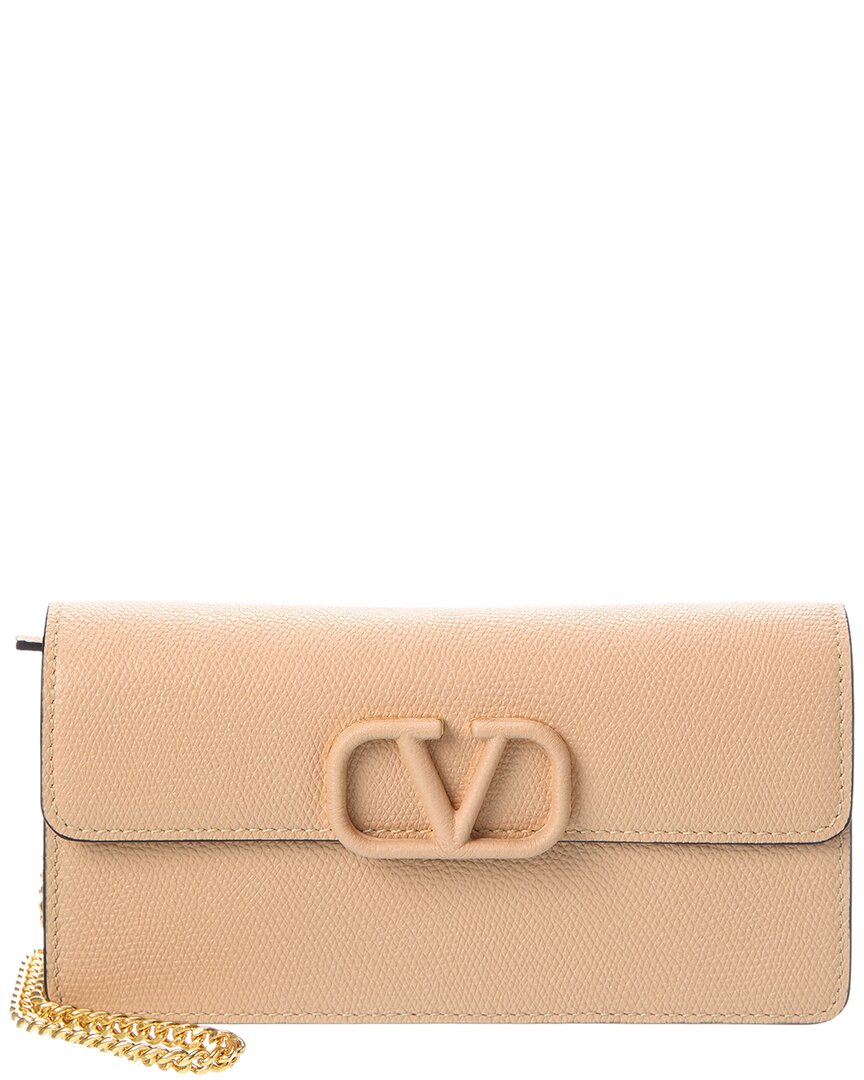 Valentino Vsling Grainy Leather Wallet On Chain