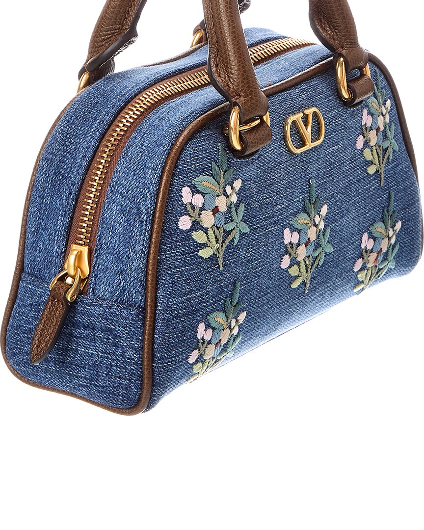 Valentino Vlogo Signature Denim Clutch