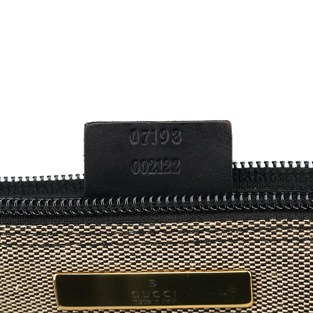 07198 Beige Black Canvas Boat Pochette