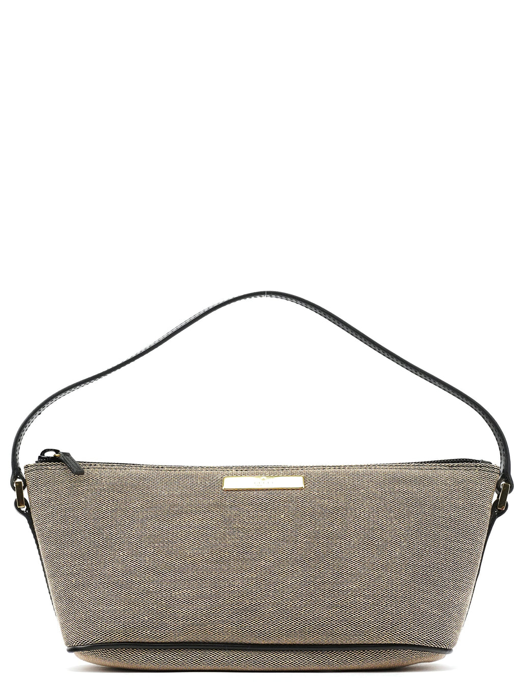 07198 Beige Black Canvas Boat Pochette