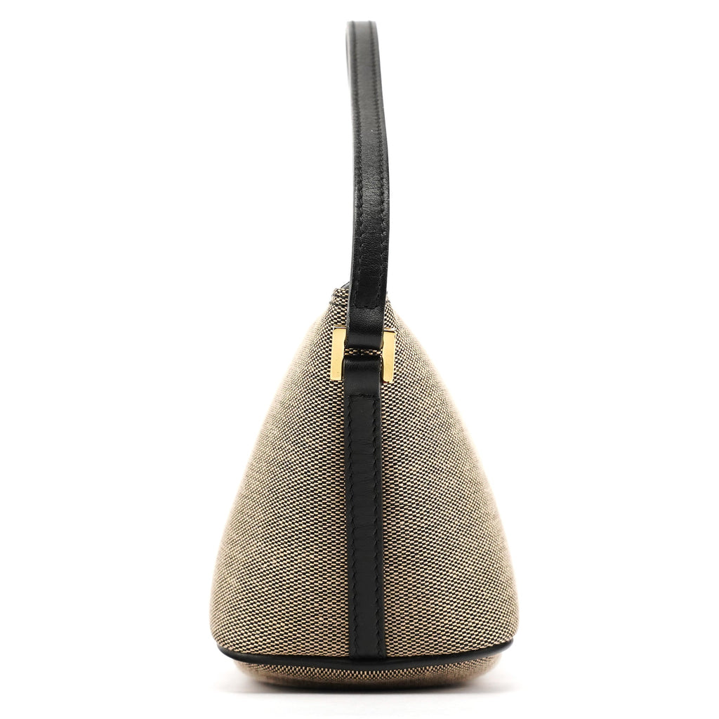 07198 Beige Black Canvas Boat Pochette