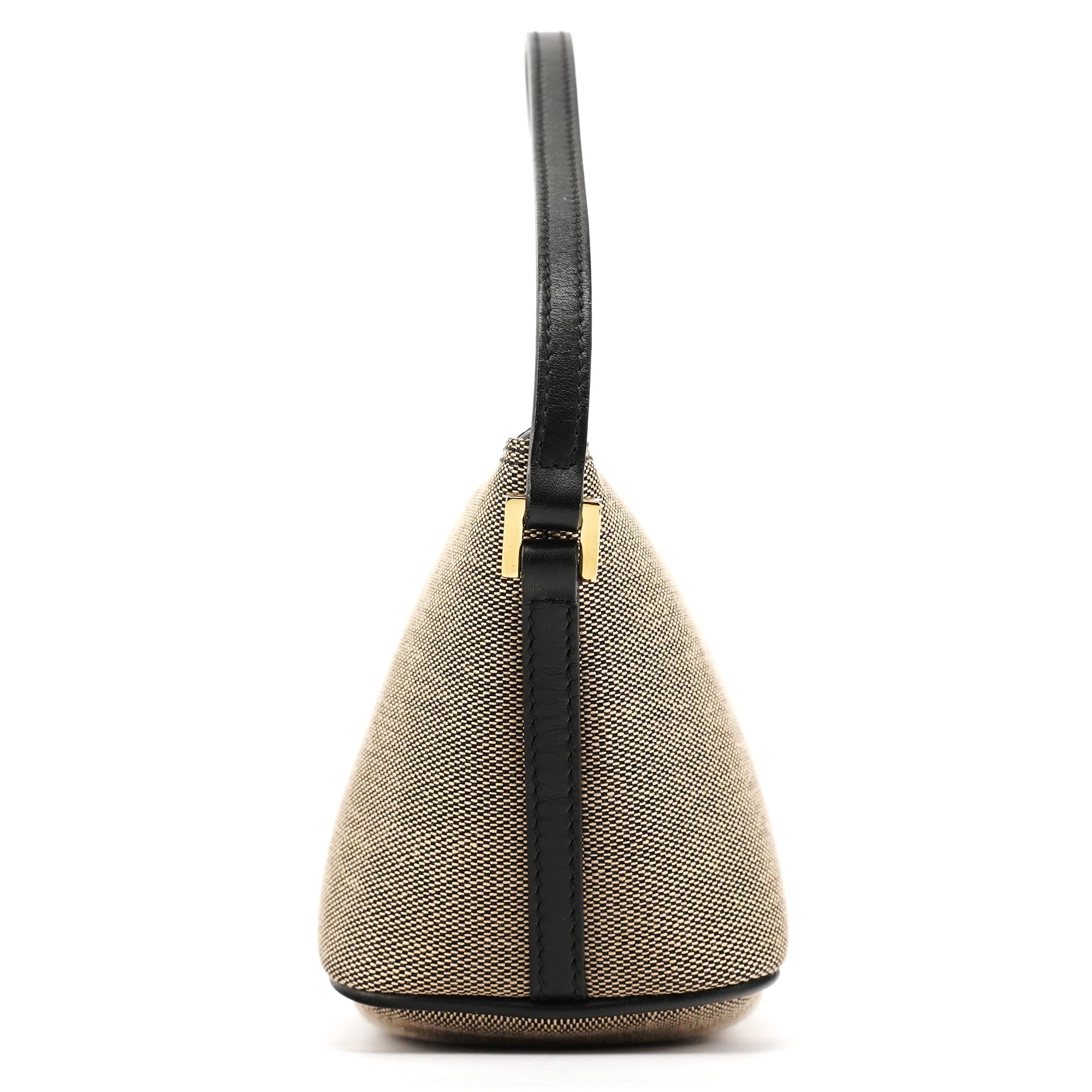 07198 Beige Black Canvas Boat Pochette