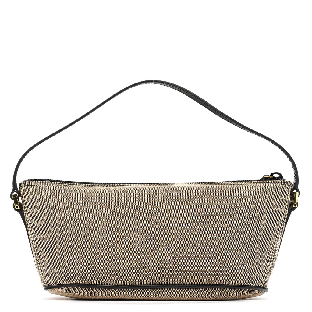 07198 Beige Black Canvas Boat Pochette