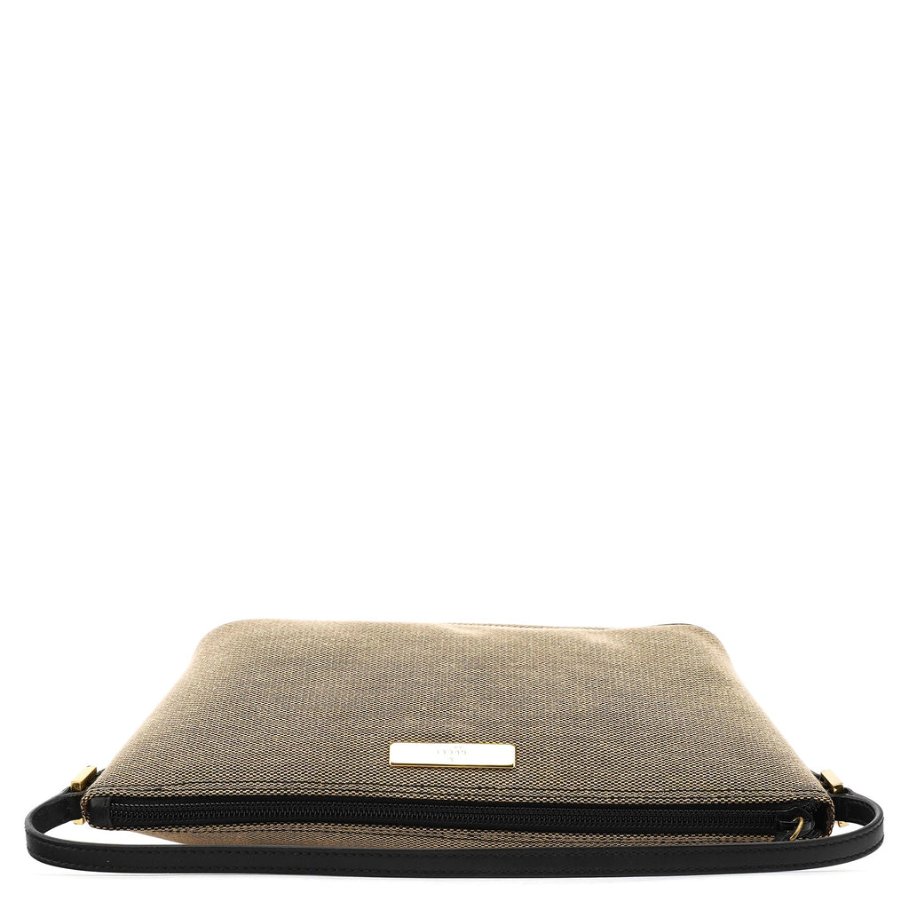 07198 Beige Black Canvas Boat Pochette