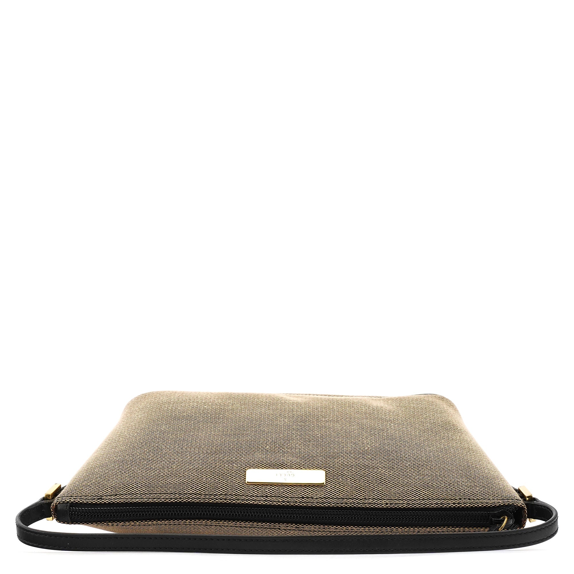 07198 Beige Black Canvas Boat Pochette