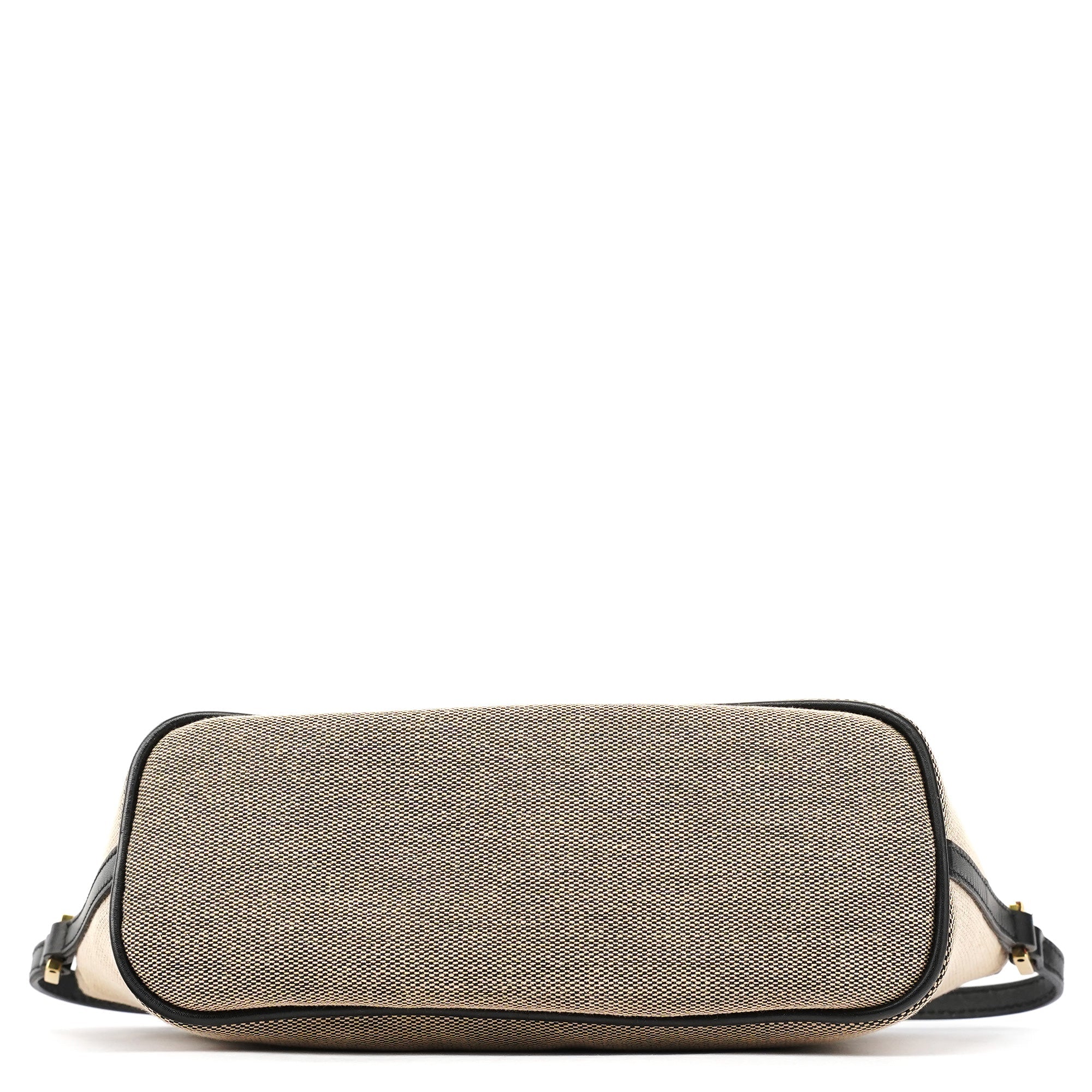 07198 Beige Black Canvas Boat Pochette