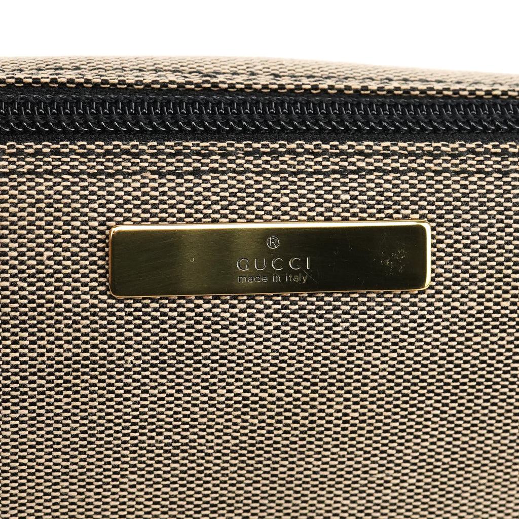 07198 Beige Black Canvas Boat Pochette