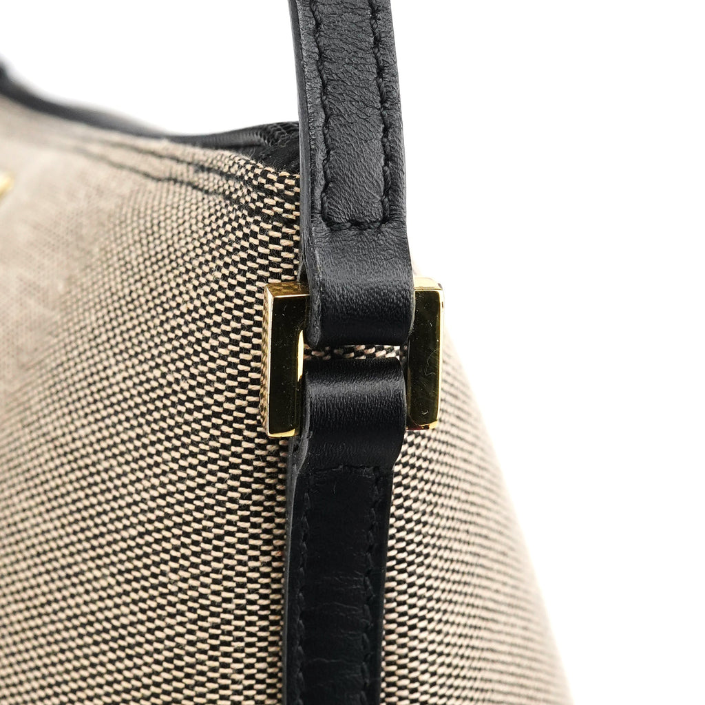 07198 Beige Black Canvas Boat Pochette