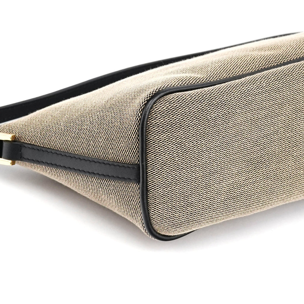 07198 Beige Black Canvas Boat Pochette