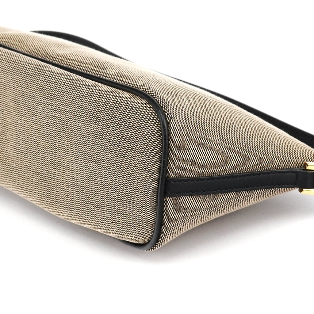 07198 Beige Black Canvas Boat Pochette
