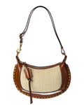 Isabel Marant Oskan Moon Raffia & Leather Hobo Bag