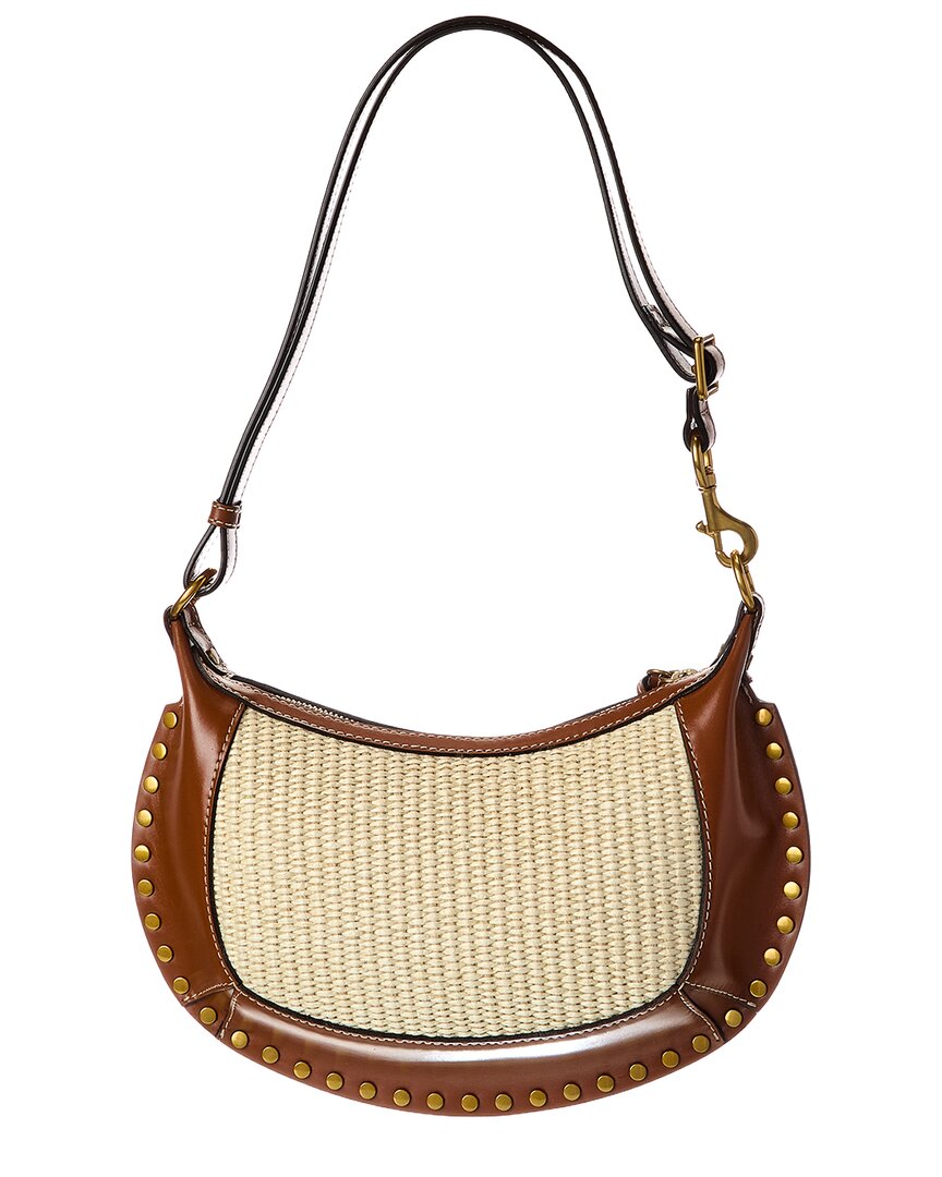 Isabel Marant Oskan Moon Raffia & Leather Hobo Bag