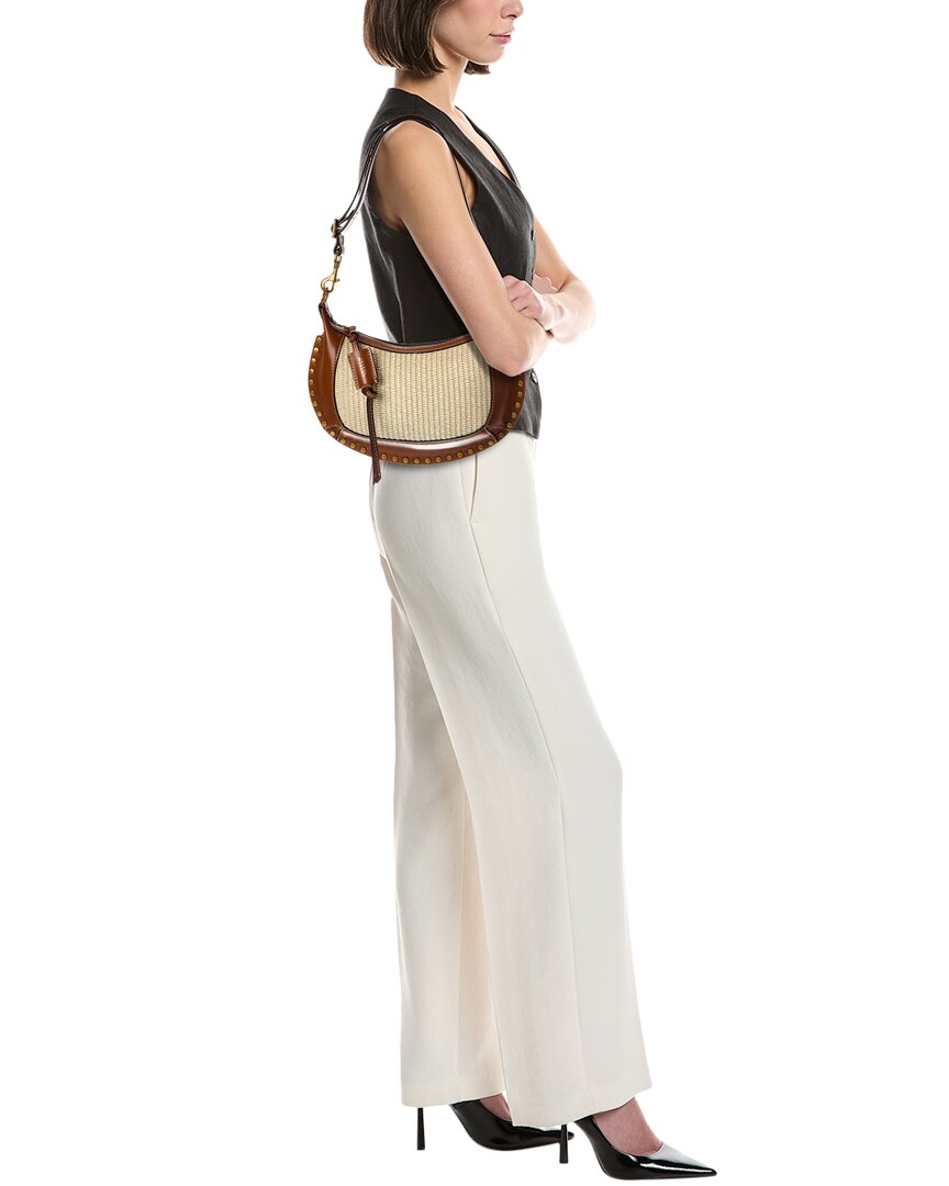 Isabel Marant Oskan Moon Raffia & Leather Hobo Bag