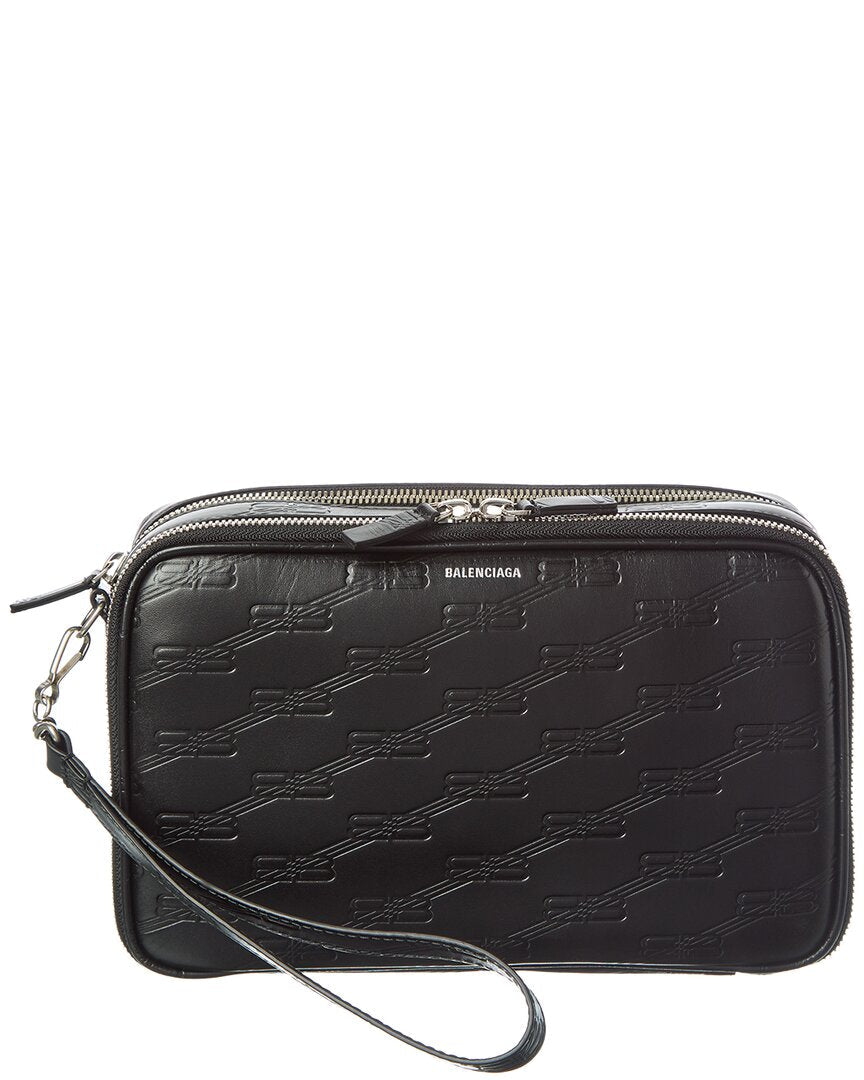Balenciaga Signature Double Zip Leather Pouch