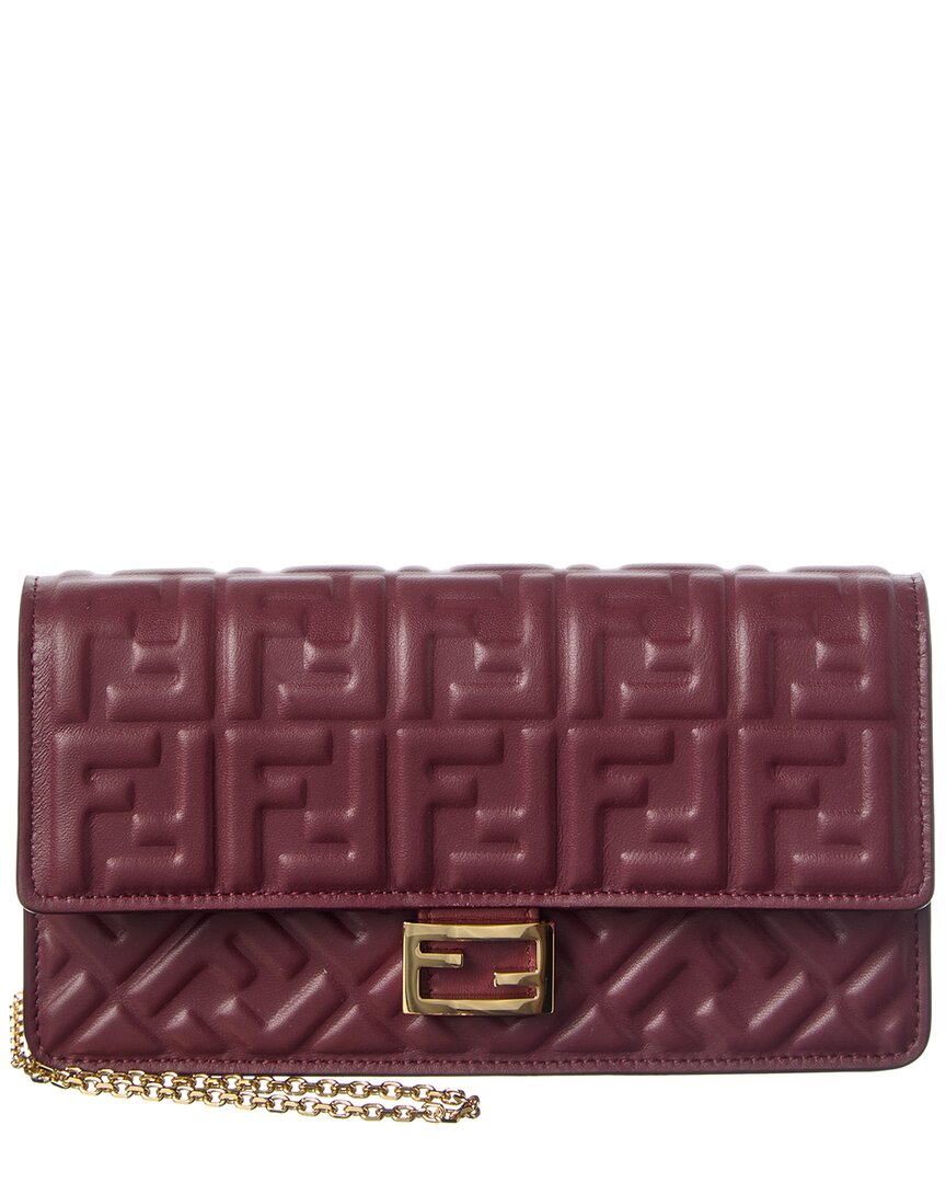 Fendi Baguette Ff Leather Wallet On Chain