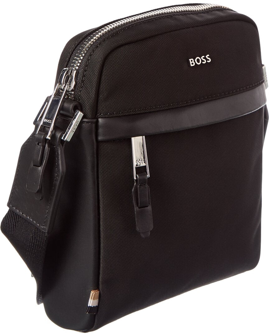 Hugo Boss Highway N Ns Zip Leather-Trim Reporter Bag