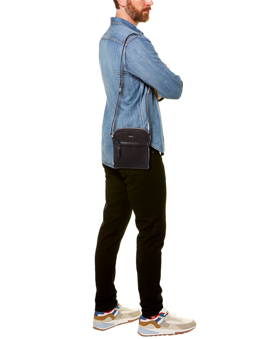 Hugo Boss Highway N Ns Zip Leather-Trim Reporter Bag