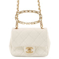 CHANEL Mini Matelasse Handle WhiteAS3450 Calf Leather