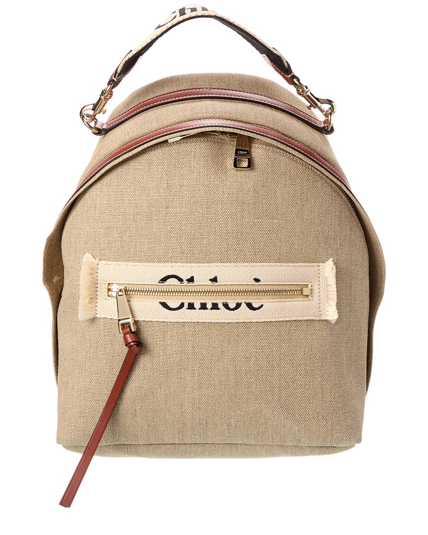 Chloé Woody Canvas & Leather Backpack