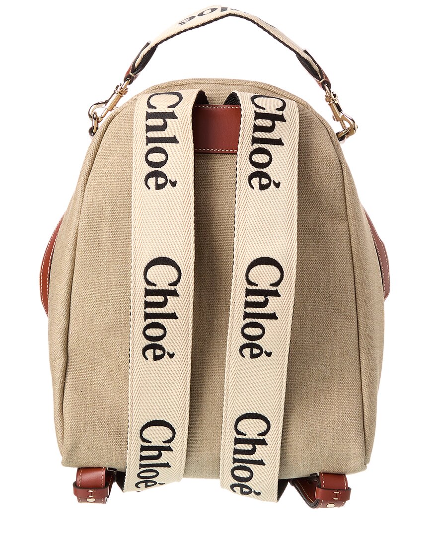 Chloé Woody Canvas & Leather Backpack