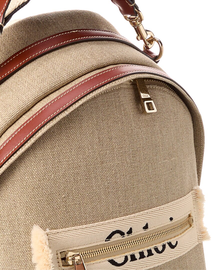 Chloé Woody Canvas & Leather Backpack