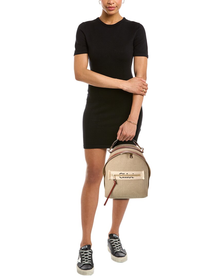 Chloé Woody Canvas & Leather Backpack
