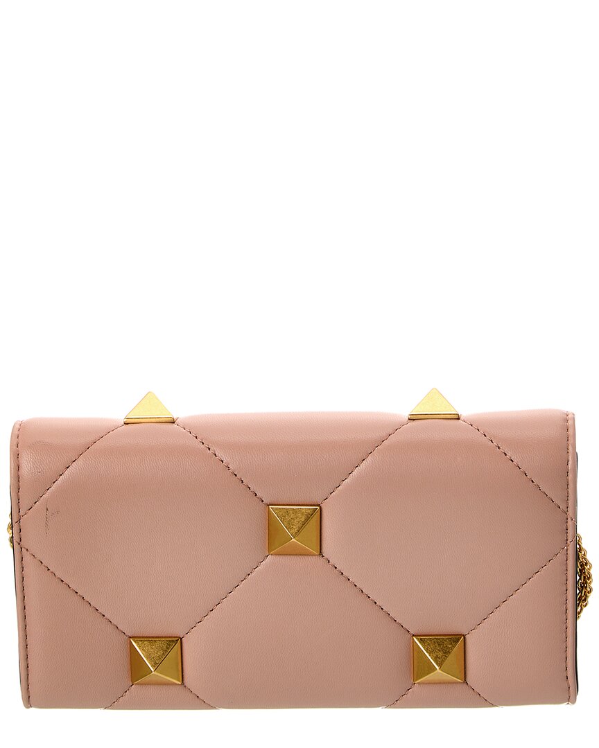 Valentino Roman Stud Leather Wallet On Chain