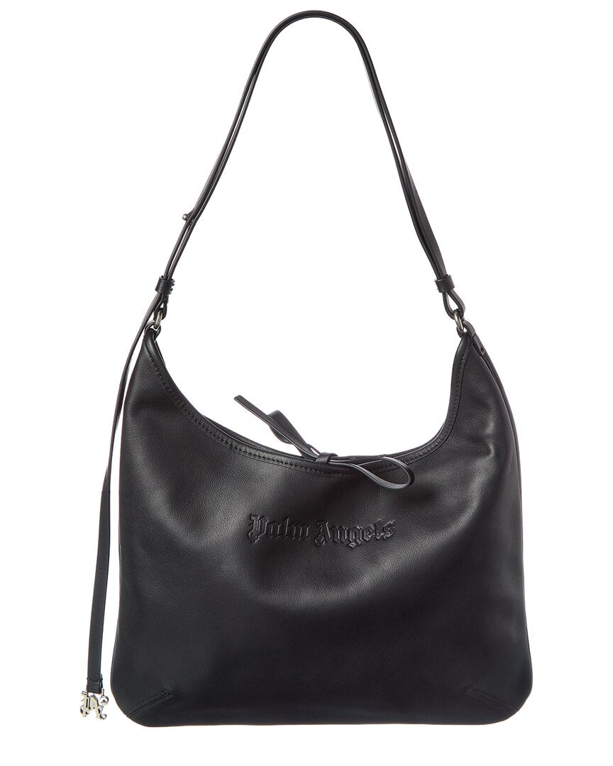 Palm Angels Logo Leather Hobo Bag