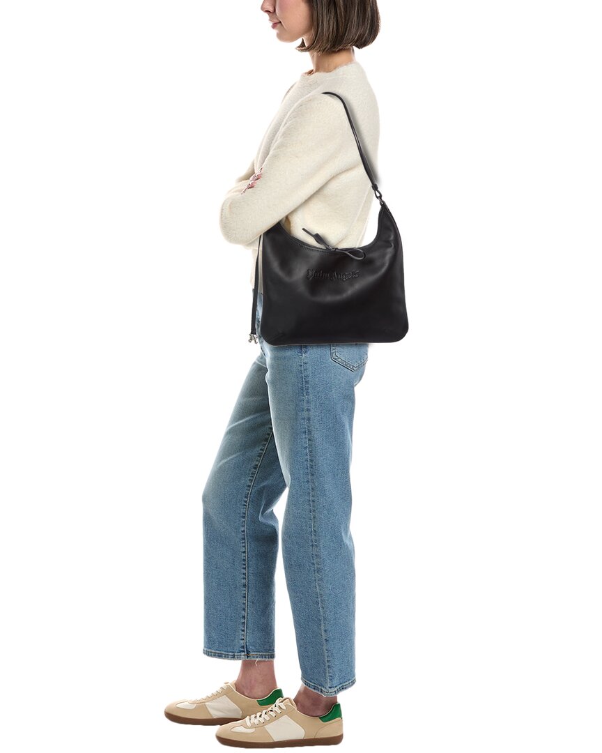Palm Angels Logo Leather Hobo Bag