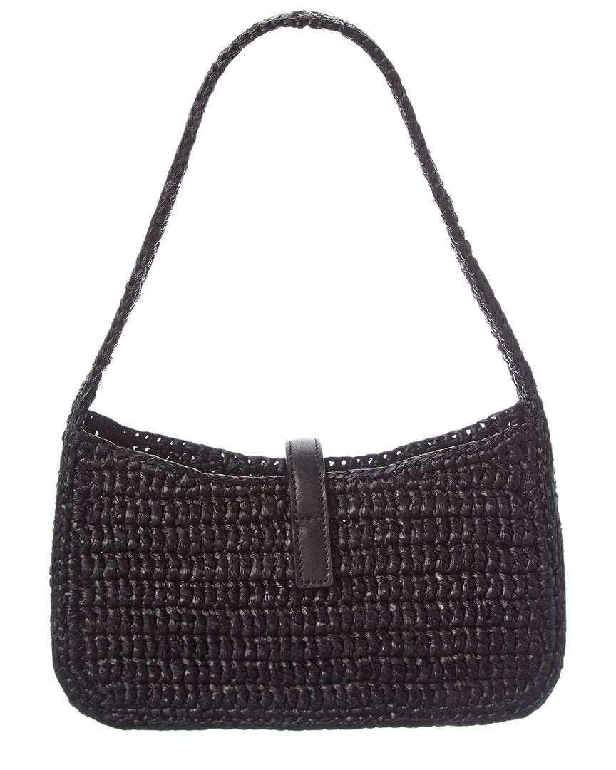 Saint Laurent Le 7 A 5 Mini Raffia & Leather Shoulder Bag