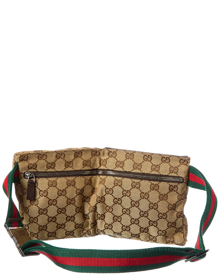 Gucci Dark Brown Monogram Coated Canvas Gg Web Double Pocket Belt Bag (