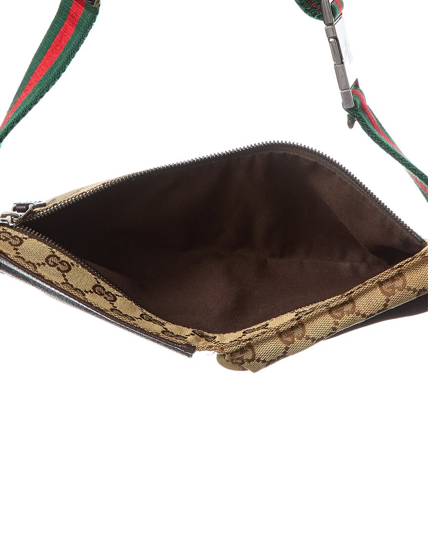 Gucci Dark Brown Monogram Coated Canvas Gg Web Double Pocket Belt Bag (