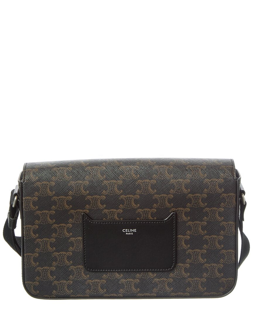 Celine Logo Leather Messenger Bag