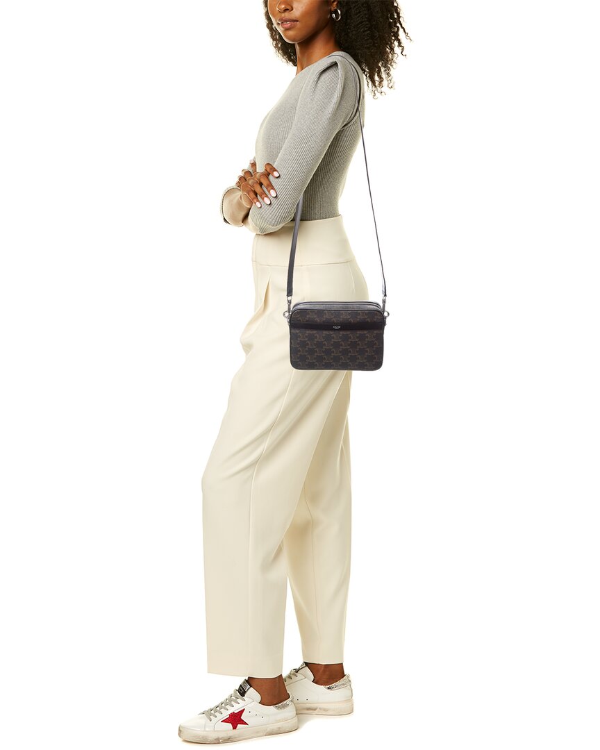 Celine Small Triomphe Canvas & Leather Crossbody