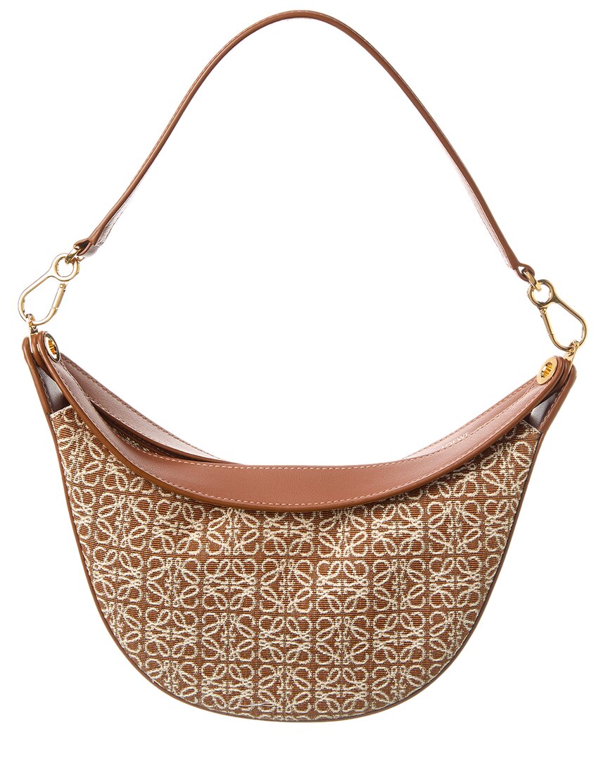 Loewe Luna Small Anagram Jacquard Canvas & Leather Hobo Bag