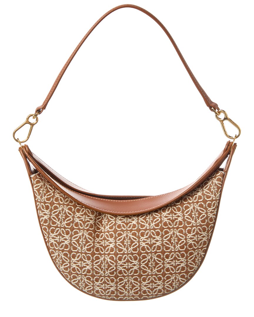 Loewe Luna Small Anagram Jacquard Canvas & Leather Hobo Bag