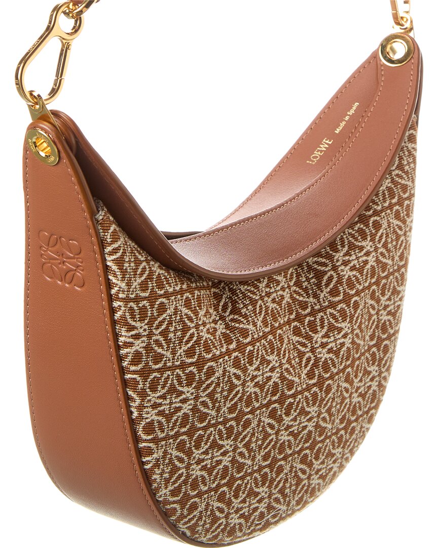 Loewe Luna Small Anagram Jacquard Canvas & Leather Hobo Bag