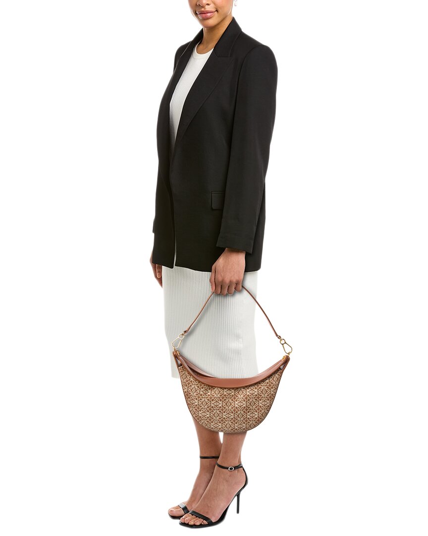 Loewe Luna Small Anagram Jacquard Canvas & Leather Hobo Bag