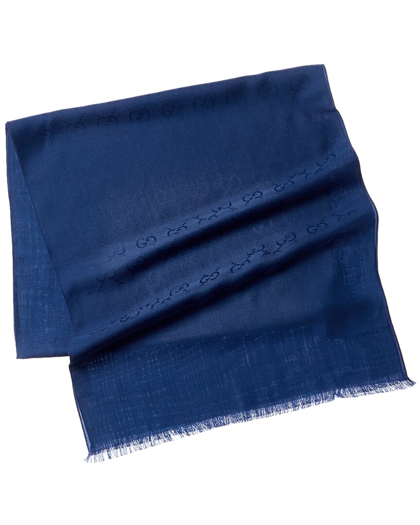 Gucci Logo Small Jacquard Wool & Silk-Blend Scarf
