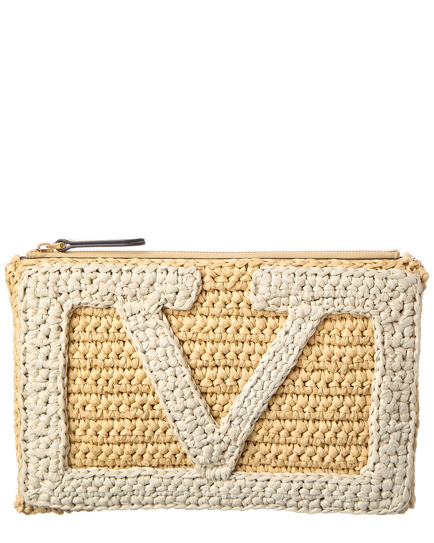 Valentino Viva Small Raffia Pouch