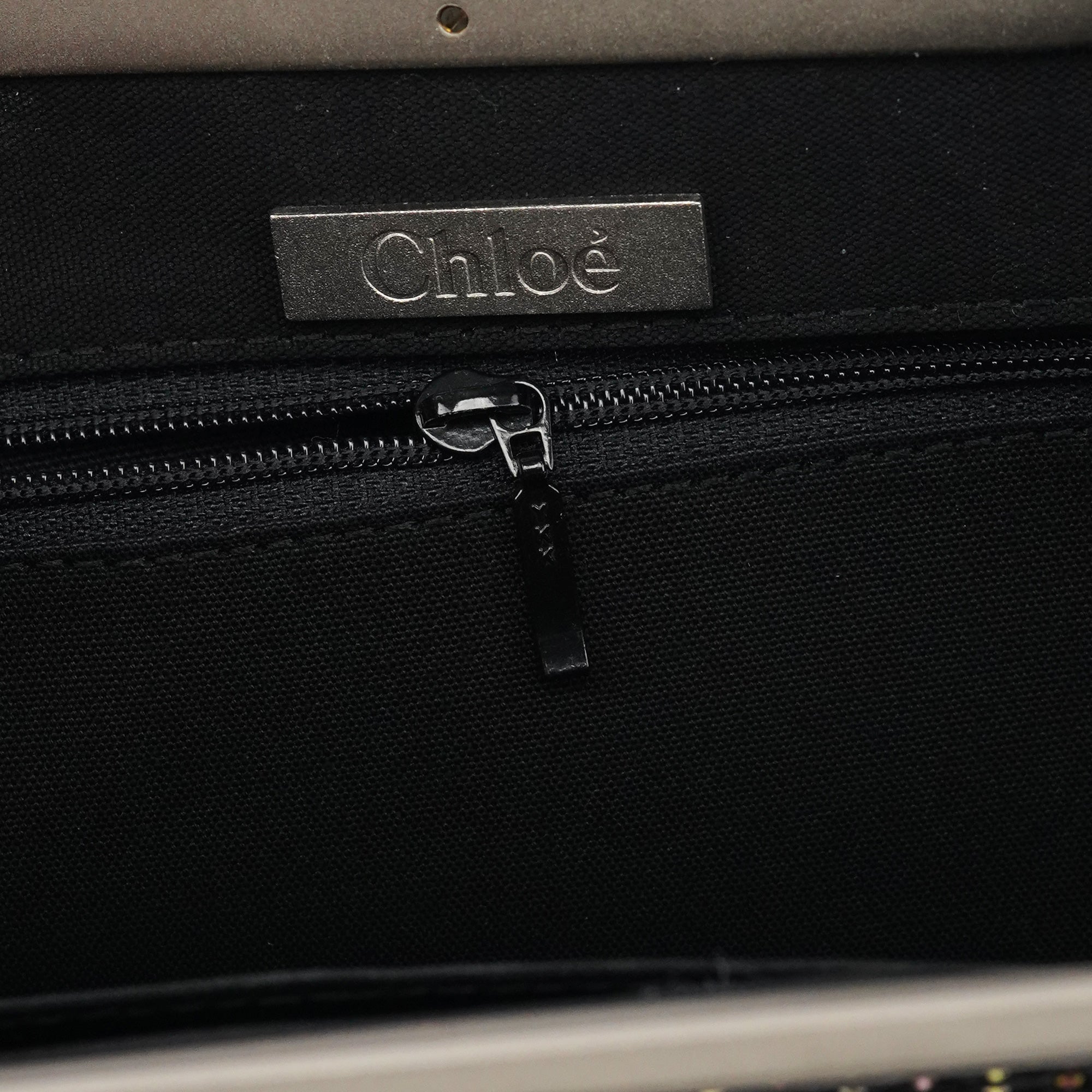 Black Multicolour Woven Metal Top Handle Bag