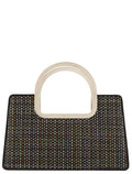Black Multicolour Woven Metal Top Handle Bag
