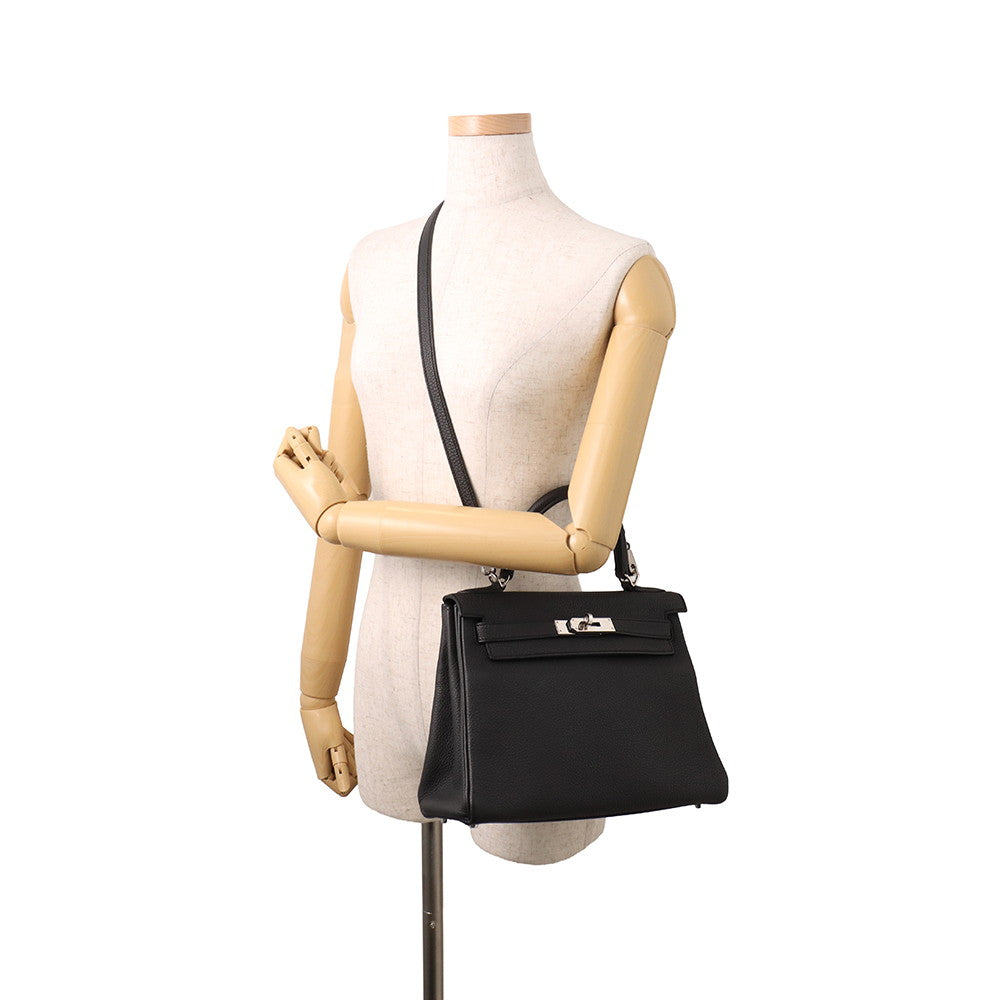 HERMES Kelly Black Togo Leather Size 28
