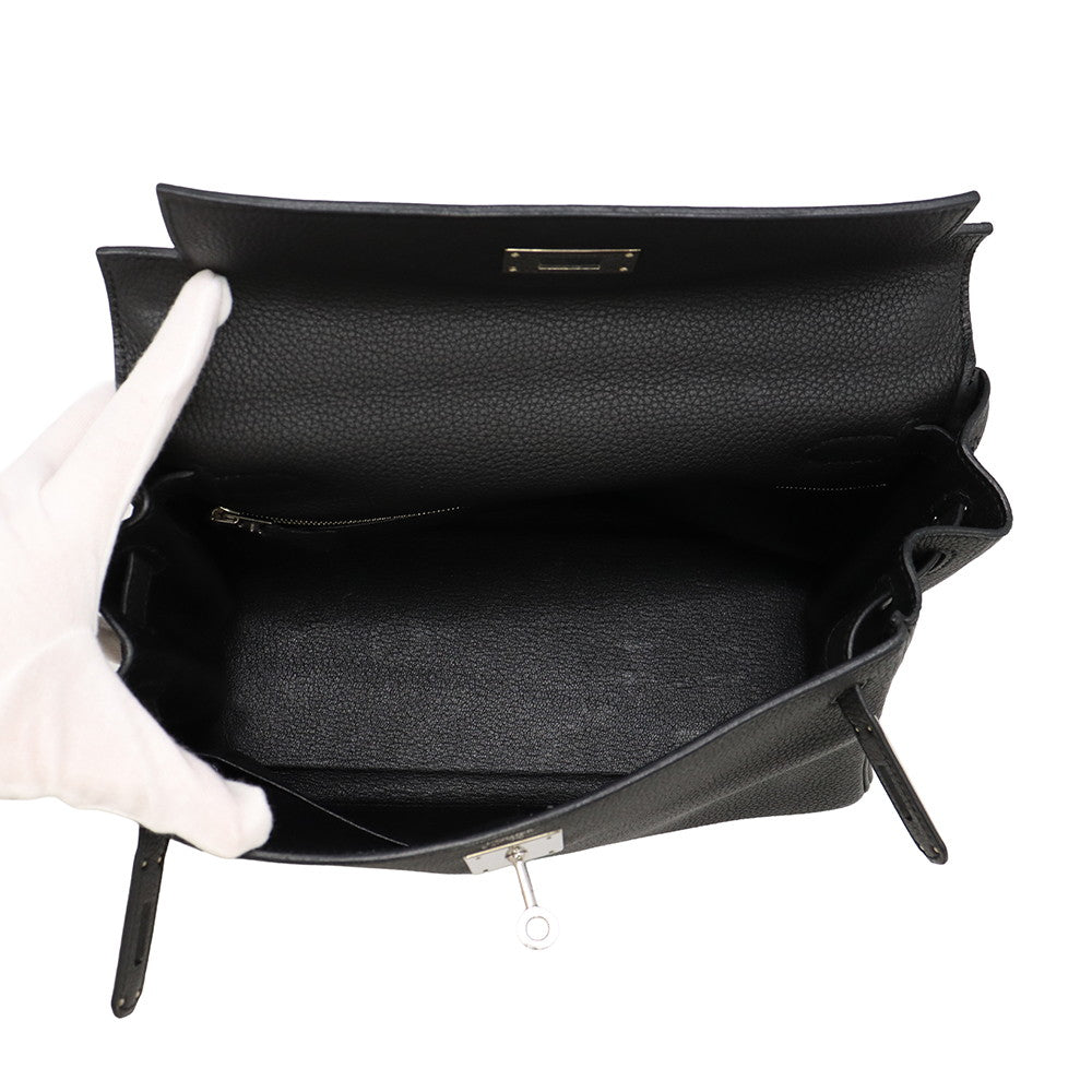 HERMES Kelly Black Togo Leather Size 28