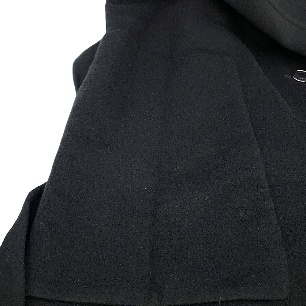 HERMES Double-faced wrap coat Size 34 Black Cashmere100%