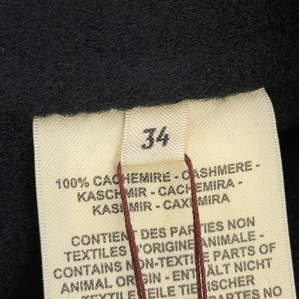 HERMES Double-faced wrap coat Size 34 Black Cashmere100%