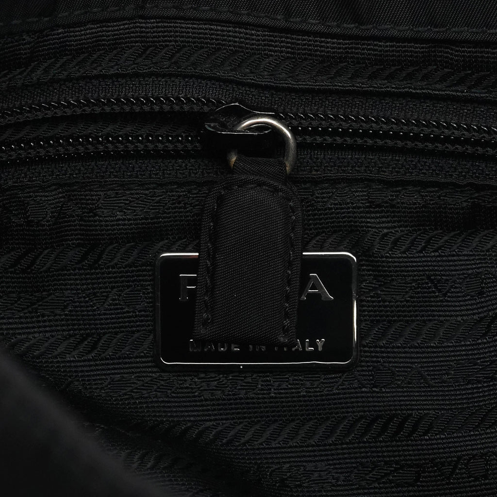 Black Tessuto Nylon Chain Shoulder Bag