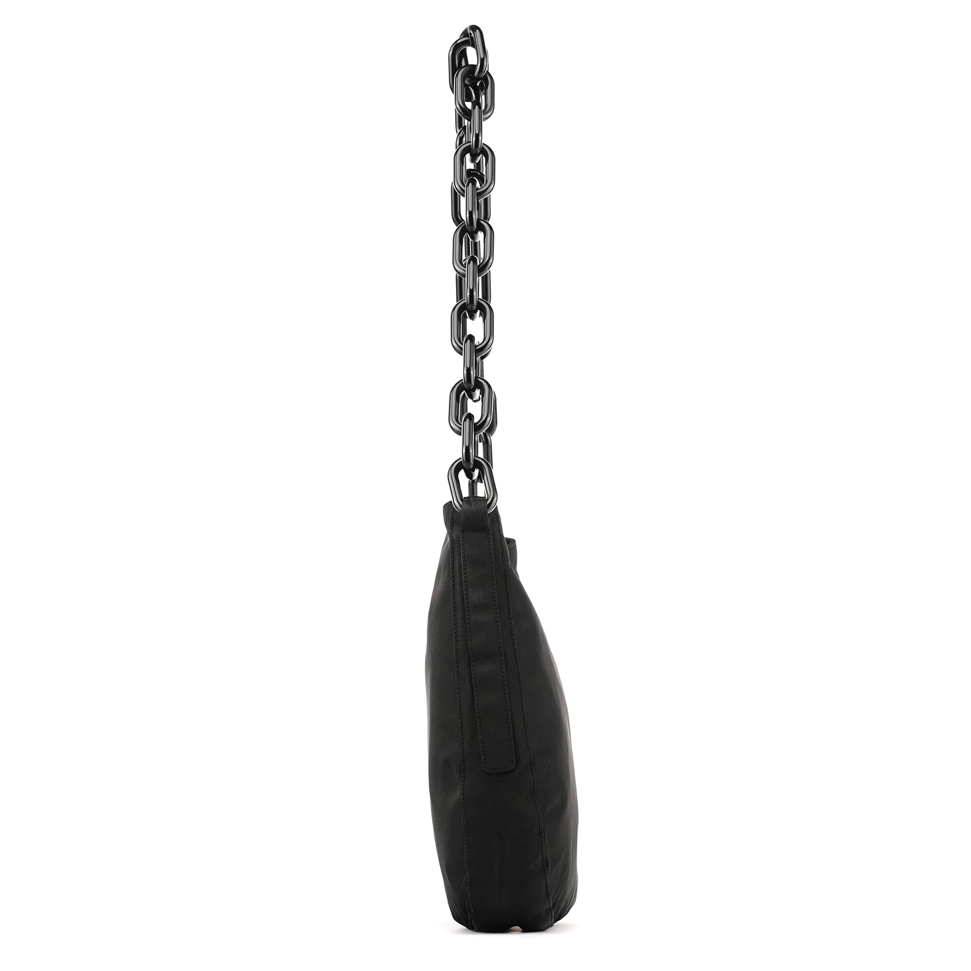 Black Tessuto Nylon Chain Shoulder Bag