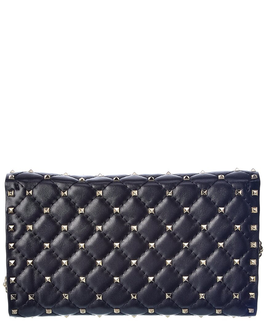 Valentino Rockstud Spike Leather Wallet On Chain
