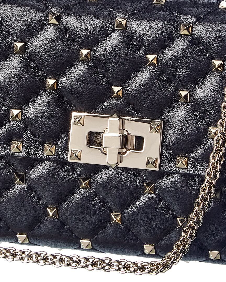 Valentino Rockstud Spike Leather Wallet On Chain